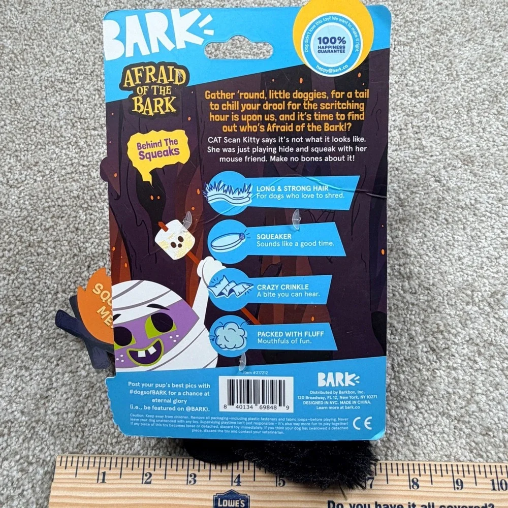 Bark Afraid of the Bark CAT Scan Kitty Skeleton Dog Toy Squeak Crinkle Halloween